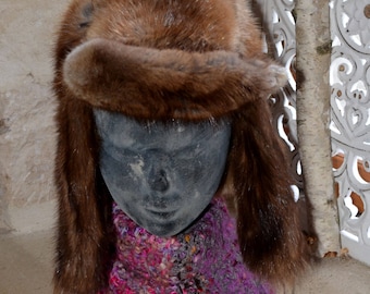 Chapka hat, fur, vintage, thrift store