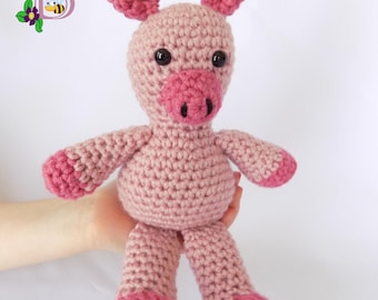 Pink Pig Stuffed Animal Pink Pig Plush Toy Crochet Pink Pig Stuffed Animal Crochet Plush Pink Pig Toy Pink Pig Snuggly Pal