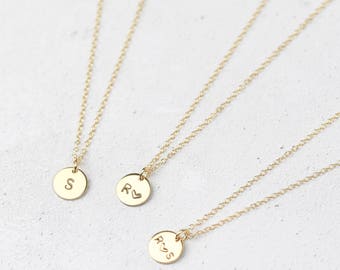 Gold Initial Necklace • Gold Letter Necklace • Personalised Disc Necklace • Gold Initial Pendant • Personalised Necklace • Initial Disc