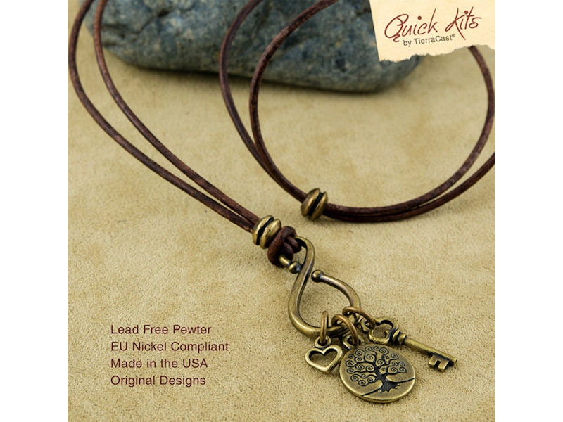 DIY Leather Necklace Kit TierraCast CHARM KEEPER Antique
