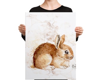 Bunny - Canvas , PRINT, ship from USA - rabbit, bunny, hare, smoke, wall, decor,