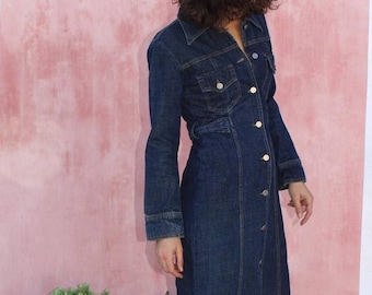 Vintage 80s denim maxi dress