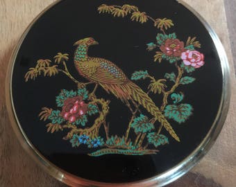 Stratton Powder Compact Pheasant Oriental Design 1950s Mirror/Handbag/Collectible/Gift For Her Birthday Mother's Day Collectible