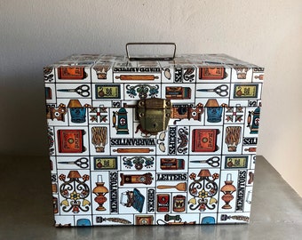 vintage retro porta file metal file box storage with key