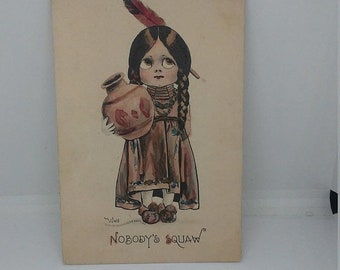 Spring Sale Antique Vintage Nobodys Squaw Postcard
