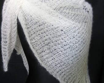Scarf mohair, off white stola, wedding shawl, bridal cover up, hand knitted bridal accessories, weddings knitwear, shoulder wrap, ethereal