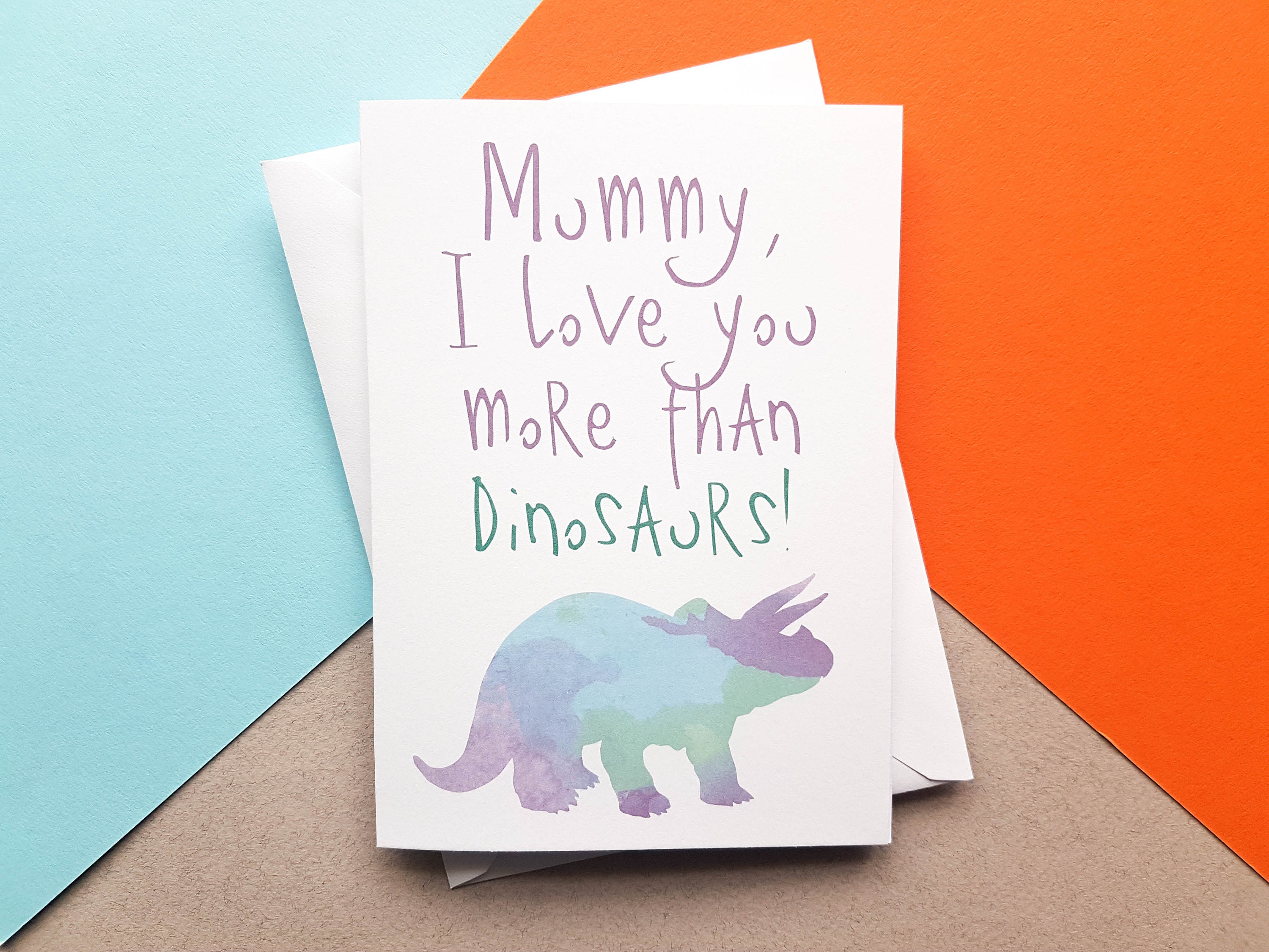 Mummy Dinosaur Card Dinosaur Mother's Day Card Cute
