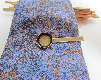 4 tie clips medium 16mm round cabochon - bronze metal, Silver - 5.51
