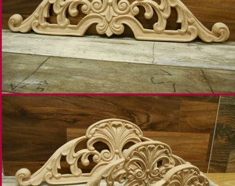 Sculpté bois-Appliqué-main sculpté Applique-Elegant Onlay - feuillus - 18 1/4" w Réf. Mj9