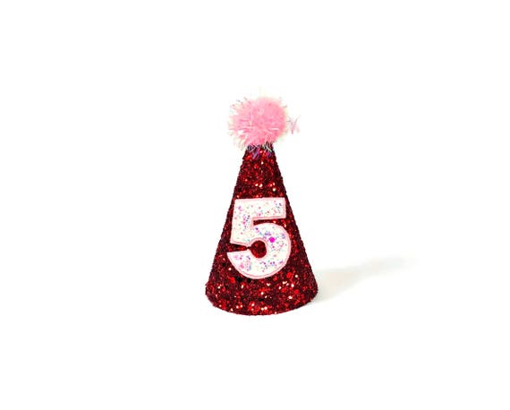 Dog Party Hat || Animal Birthday Gift || Photo Prop || February Birthday || Pink and Red || Love
