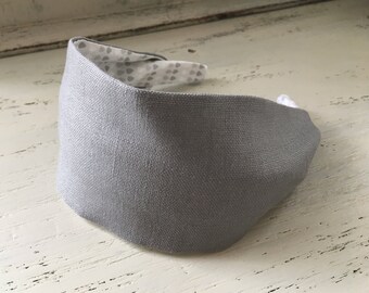 Gray Linen Headband Linen Headband Fabric Headband Wide Fabric Headband Womens Headband Dressy Headband Adult Headband