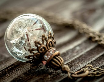 ON SALE!! Dandelion necklace, dandelion jewelry, necklace, terrarium, real dandelion, wish necklace, dandelion art, easter gift, memorial