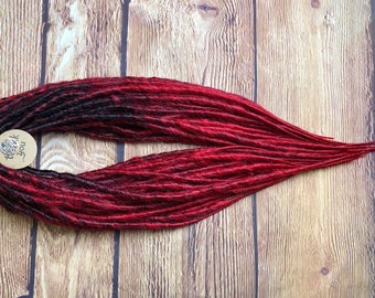 black to red dreads Gothic fashion dreads black red Dreadlocks extensions double ended dreads gypsy style scene synthetic dreads rastafari