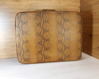 Vintage suitcase, Old suitcase, Suitcase with leather, Brown suitcase, Travel suitcase, Vintage luggage, Big suitcase, Antique suitcase