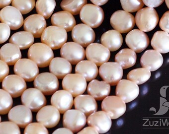 8-9mm Potato round Genuine pearls Freshwater pearls Nautral pink / peach pearls Beads strands High luster pearl Off round natural pearl