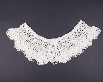 80's Crochet Lace Collar, White, Small Simple