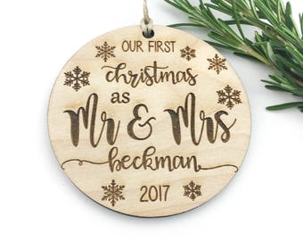 First Christmas as Mr and Mrs Ornament | Personalized Married Custom Ornament | Wedding Christmas Ornament | Custom Wedding Ornament