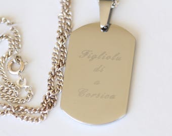 Medal Corsica "FIGLIOLU DI to CORSICA" etched stainless steel, registered