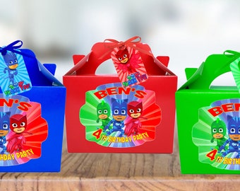PJ MASKS Birthday Party treat, sweets, lunch, gift Box Personalised x 1
