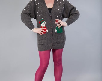 Vintage oversize Cardigan - let it snow