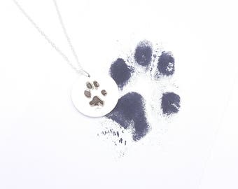 Actual Paw Print Necklace / Pet Rememberance Jewelry / Sterling Silver Paw Print Keepsake / Per Lover Jewelry / Dog Jewelry / Cat Jewelry