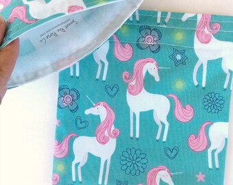 Reusable Unicorn Snack bag Zero waste lunch bags for kids, Magical Make believe
