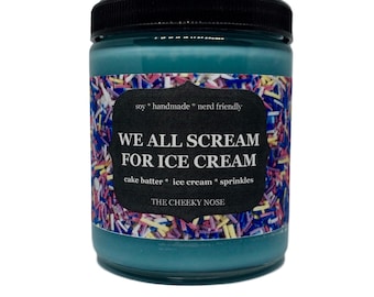 Ice Cream Candle - We All Scream For Ice Cream - 8 oz Scented Soy Candle - Summer Candle - Gift Under 15 - Scented Candle - Soy Candle