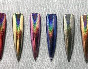 Neu! Farbige holographische Chrom-Pigment-Puder 0.2gr Glas