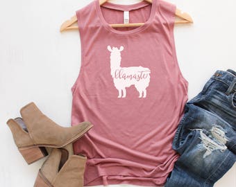Workout Tanks for Women, Yoga Clothes, Yoga Tank, Llama clothing, Workout Shirts, Gift Women, Yoga Shirts, Womens Llama Shirt, Llamaste