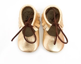Gold Mary Jane Moccasins, Baby moccasins, Toddler Moccasins, Leather baby shoes