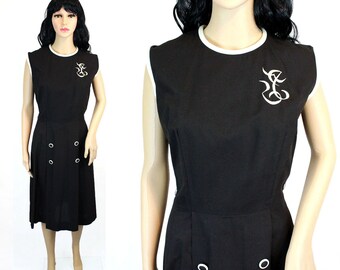 Vintage 60s Dress 6 - Black 1960s Dress 6 - Retro Nautical Dress M - Vintage 60s Dress 6 - Black Mod Dress M -60s Mod Dress 60s Sailor Dress
