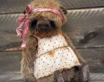 Brown Mohair Teddy Bear Artist Teddy Bear Handmade Teddy Bear Stuffed Animals Gift for her