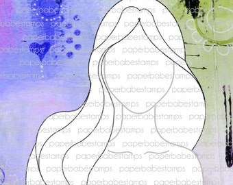 Mixed Media Templates ~ Long Loose Wave Portrait - Paperbabe Stamps - For mixed media, paper crafting and scrapbooking.