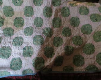 vintage cotton antique handmade quilt/ bedding 66 x 48