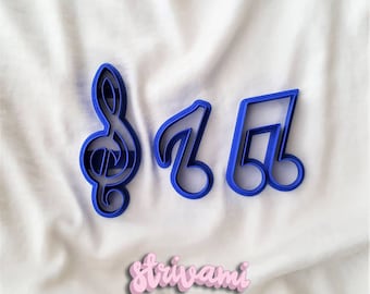 Musical notes fondant cutters, musical note cutter, music theme fondant cutters, musical clef fondant cutter for cakes