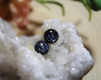 Galaxy Glitter Stud Earrings / Titanium / Hypoallergenic Earrings / Stainless Steel