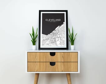 Cleveland Map Print - Black- CLE Street Map