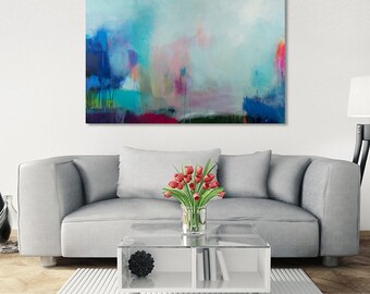 abstract canvas art, abstract painting, art on canvas , canvas art, modern art, painting, Blue landscape painting by Camilo Mattis