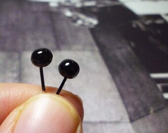 Black Ball Stud Earrings, Sterling Silver Ball Earrings, Ball Stud Earrings - 5mm