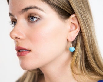Turquoise Earrings - Sterling Silver Earrings - Dangle Earrings - Blue Jewelry - Silver Earrings - Simple Earrings - Gift For Her