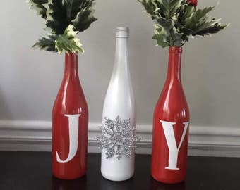 Christmas Decorated Wine Bottles