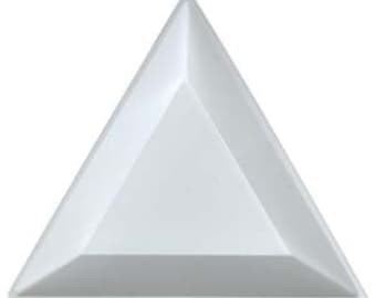 Tri-tray white plastic triangular beading trays, set of 3