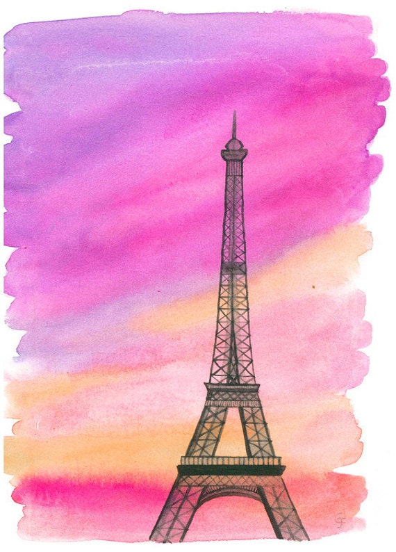 Water Color Eiffle Tower Painting Water Color Eiffle Tower Painting