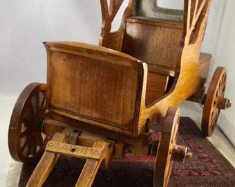Vintage Handmade Wood Horse and Buggy/Carriage