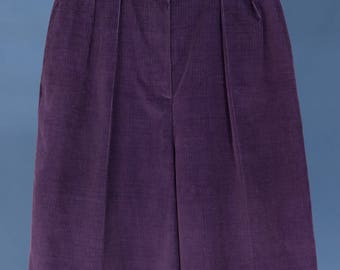 Vintage Purple Corduroy Shorts - Jaeger High Waisted Shorts - Corduroy Knee Length Purple Shorts - UK size 10 US 6