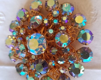 Vintage Crystal Rhinestone Starburst Brooch