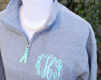Monogrammed Sweatshirt | Quarter Zip Pullover | Monogram 1/4 Zip sweatshirt | Preppy Sweatshirt | Fleece Sweatshirt