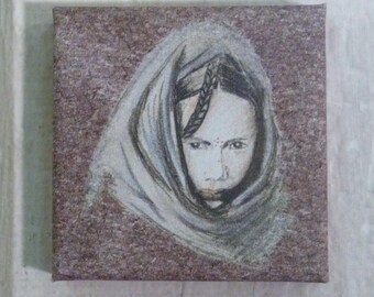 Drawing on canvas girl