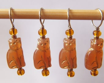 Carnelian Cat Stitch Markers--Set of Six