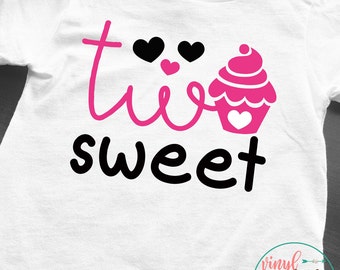 Two Sweet Birthday shirt, girls 2nd birthday shirt, birthday present, birthday girl, 2 year old birthday, 2 years old, cupcake tee